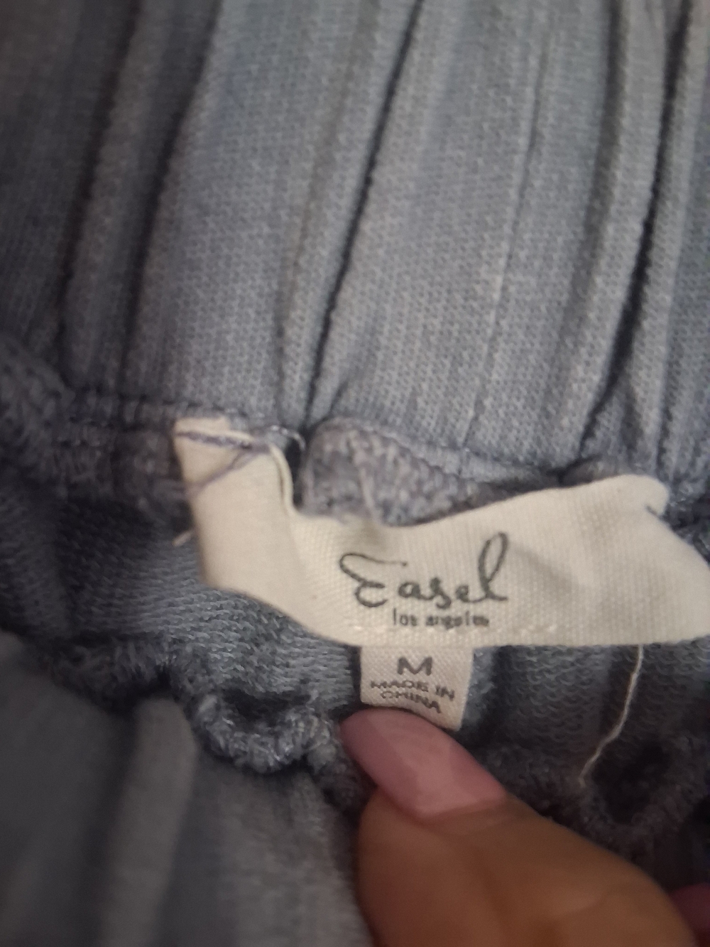 easel Wide Leg Pants in Light Gray with Embroidered Pockets - Picture 6 of 7